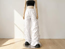 Women's Ruched Wide Leg Pants | High Waist Drawstring Trousers, Relaxed Fit Streetwear JuChachaShop