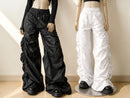 Women's Ruched Wide Leg Pants | High Waist Drawstring Trousers, Relaxed Fit Streetwear JuChachaShop