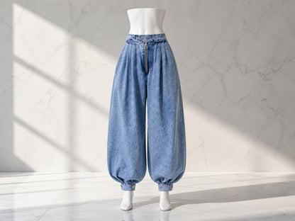 Women's High Waist Wide Leg Denim Jeans | Baggy Loose Fit Streetwear Trousers