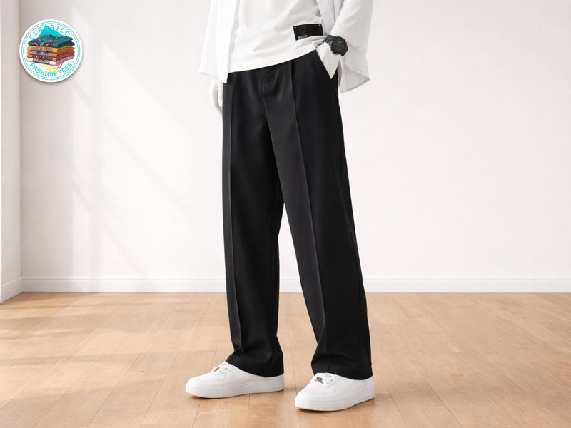 Men's Relaxed Straight Fit Casual Pants | Elastic Waist, Breathable Fabric JuChachaShop