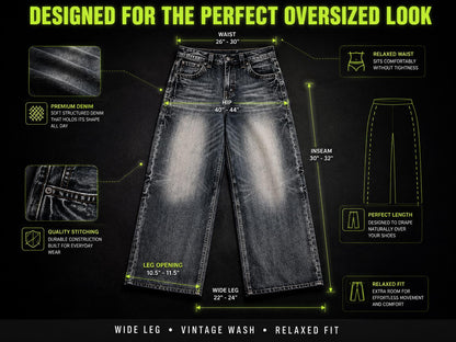Y2K Baggy Wide Leg Jeans: Vintage Wash Denim, Korean Streetwear