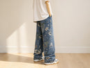 Floral Wide Leg Baggy Jeans | Relaxed Denim Streetwear Pants JuChachaShop