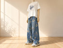 Floral Wide Leg Baggy Jeans | Relaxed Denim Streetwear Pants JuChachaShop