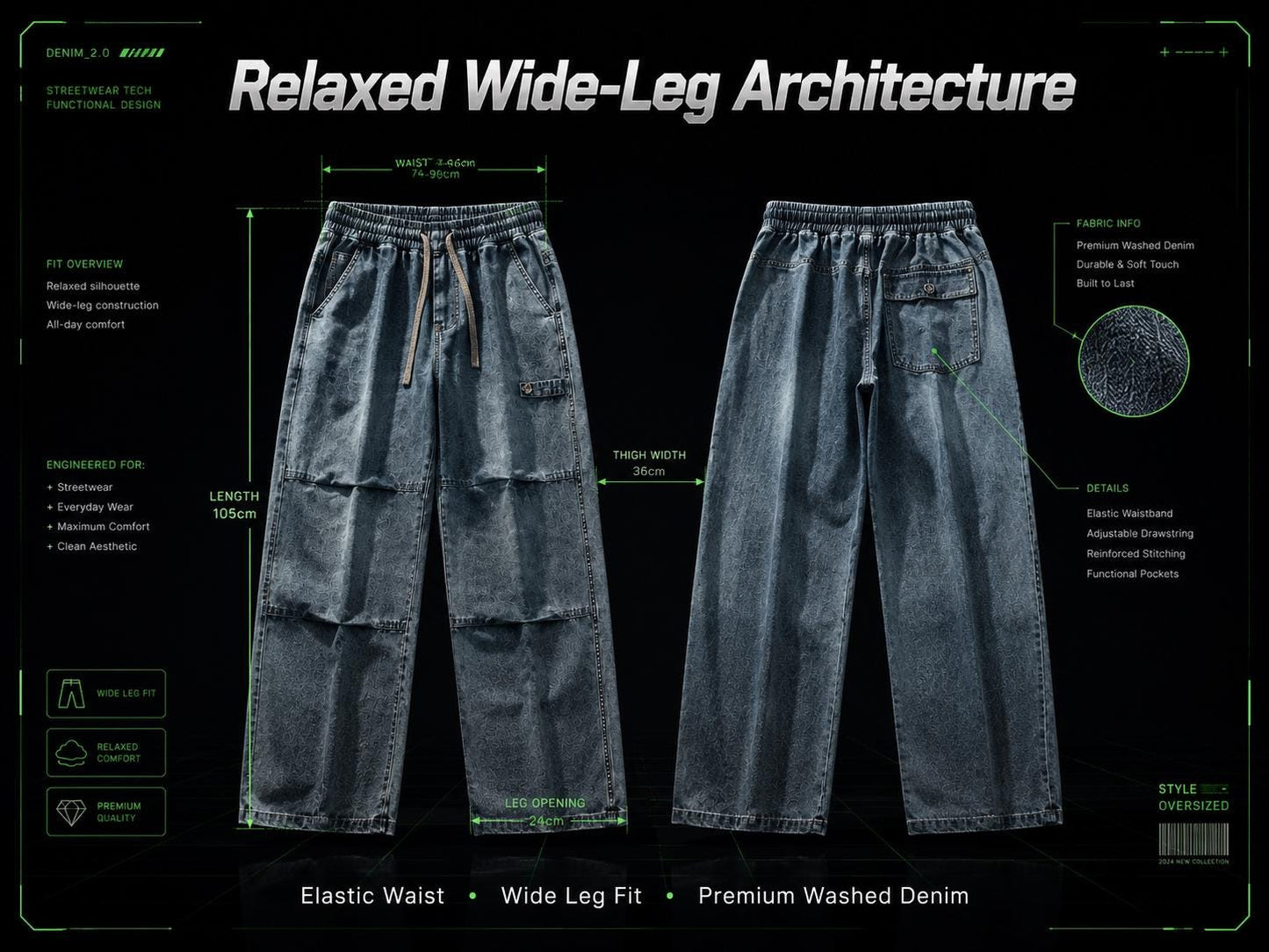 Men's Baggy Wide-Leg Cargo Jeans | Streetwear Denim Pants