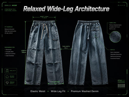 Men's Baggy Wide-Leg Cargo Jeans | Streetwear Denim Pants