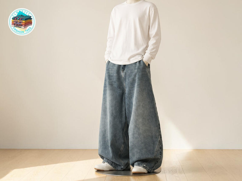 Washed Denim Baggy Jeans | Wide Leg Street Fashion Pants JuChachaShop