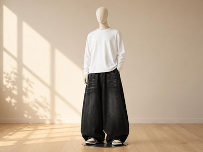 Washed Denim Baggy Jeans | Wide Leg Street Fashion Pants