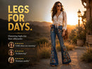 Floral Embroidered Flare Jeans Women Boho Bell Bottom Denim Vintage Western Wide Leg Jeans JuChachaShop