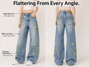 Floral Embroidered Wide Leg Jeans | Relaxed Streetwear Denim Pants JuChachaShop