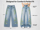 Floral Embroidered Wide Leg Jeans | Relaxed Streetwear Denim Pants JuChachaShop