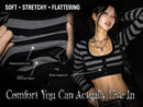 Y2K Striped Crop Cardigan, Long Sleeve Knit Top, Grunge Emo Streetwear JuChachaShop