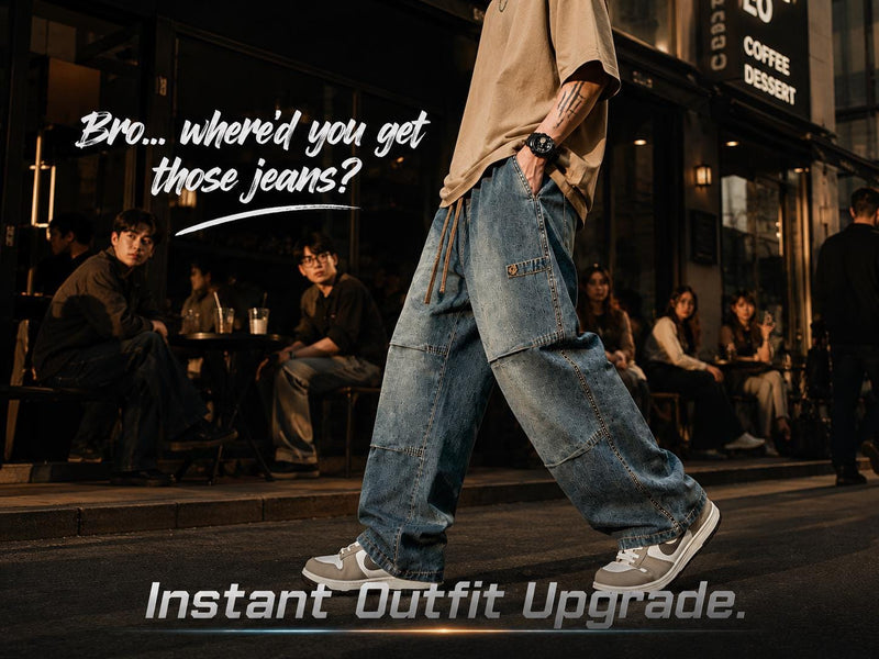 Men's Baggy Wide-Leg Cargo Jeans | Streetwear Denim Pants JuChachaShop