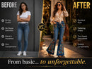 Floral Embroidered Flare Jeans Women Boho Bell Bottom Denim Vintage Western Wide Leg Jeans JuChachaShop