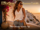 White Eyelet Sleeveless V-Neck Boho Tank Blouse – Lightweight Vacation Shirt JuChachaShop
