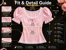 Coquette Lace Trim Puff Sleeve Top: Soft Girl Balletcore Pink Shirt JuChachaShop