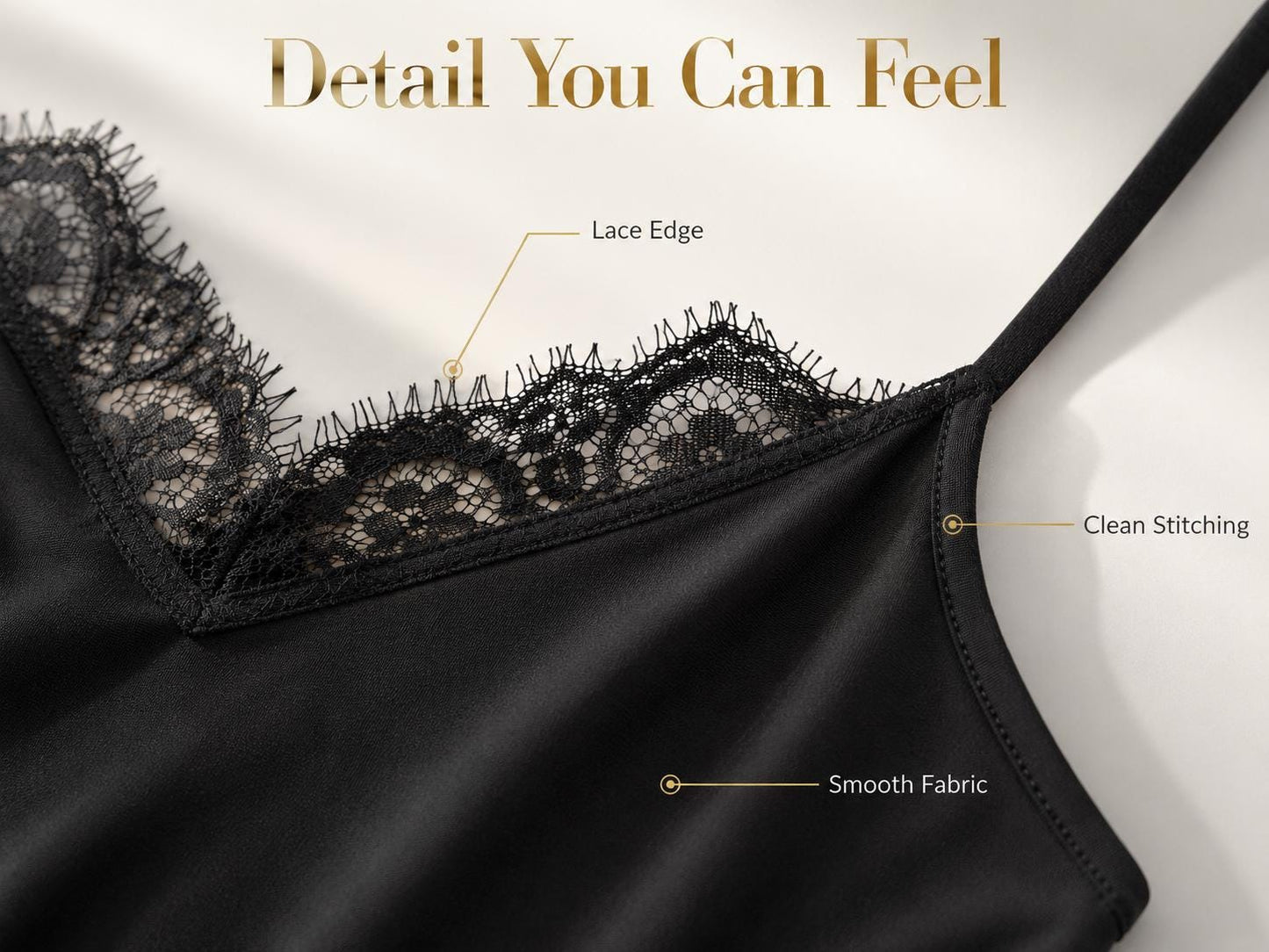Lace Trim V-Neck Cami Top | Fitted Feminine Blouse, Thin Strap Layer