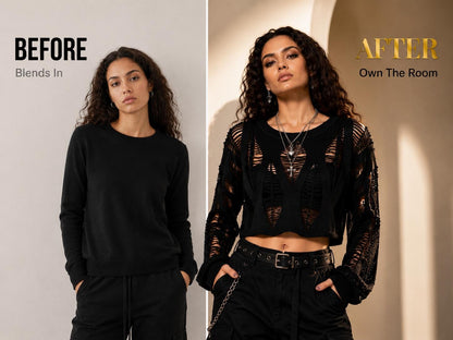 Black Distressed Knit Crop Sweater: Y2K Gothic Hollow Out Pullover Alternative Streetwear