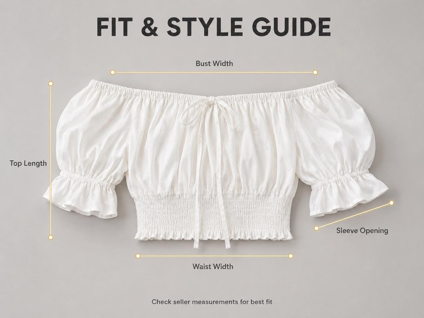 White Off Shoulder Puff Sleeve Crop Top | Smocked Waist Tie Front Blouse