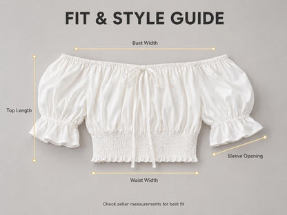 White Off Shoulder Puff Sleeve Crop Top | Smocked Waist Tie Front Blouse