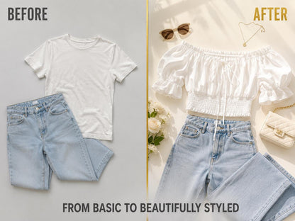 White Off Shoulder Puff Sleeve Crop Top | Smocked Waist Tie Front Blouse