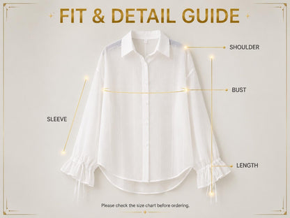 Sheer Chiffon Button Down Cover Up Shirt: Lightweight Long Sleeve Summer Beach Cardigan Blouse