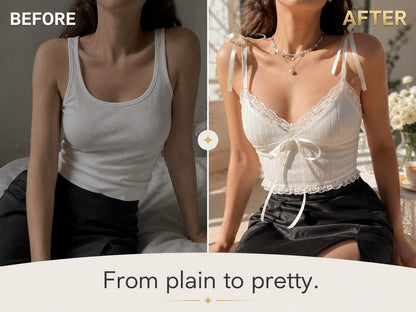 Women's Lace Trim Ribbed Cami Crop Top Bow Front Sleeveless Tank Tops