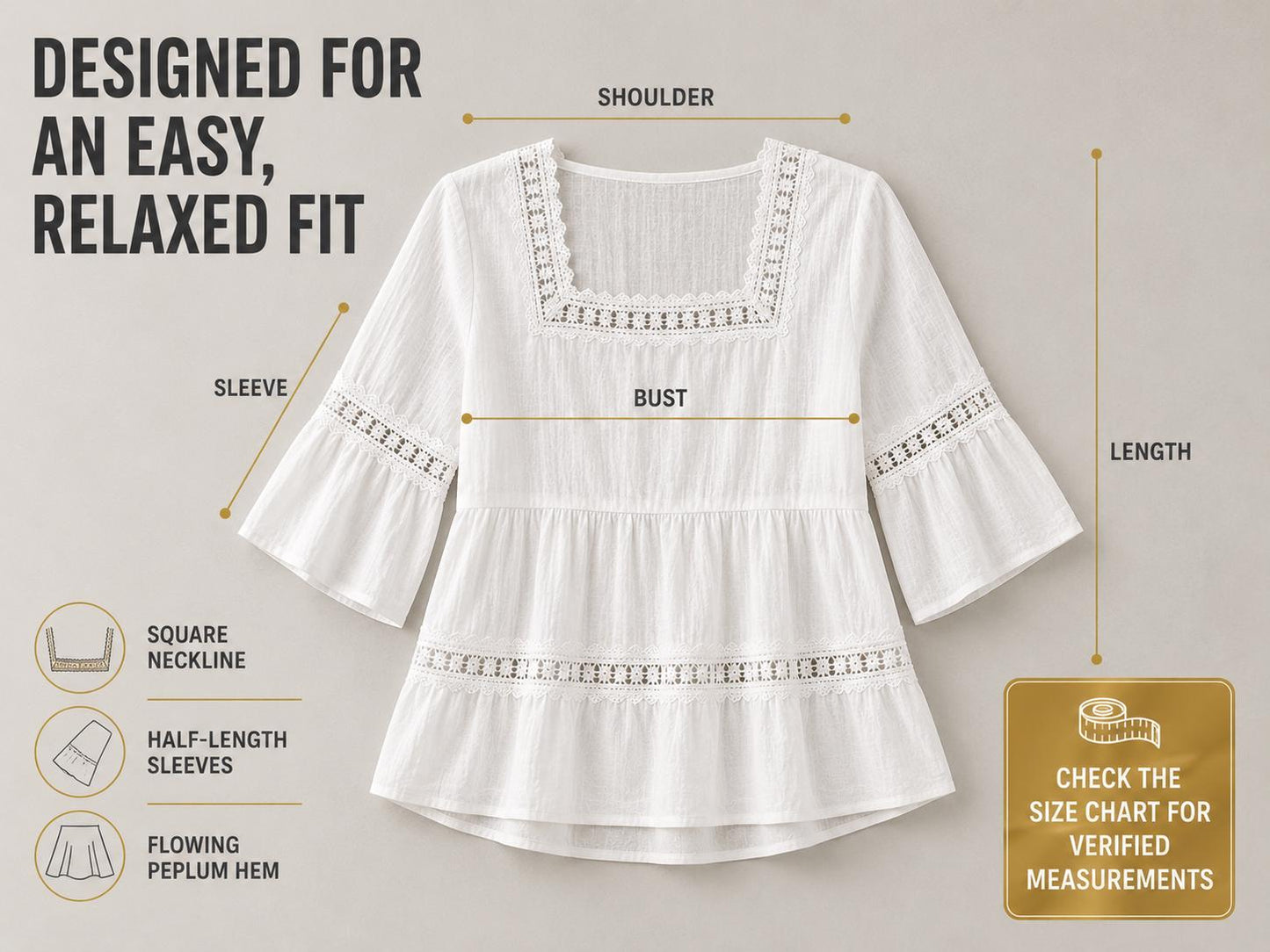 Women's Embroidered Lace Blouse | V-Neck Flare Sleeve Top