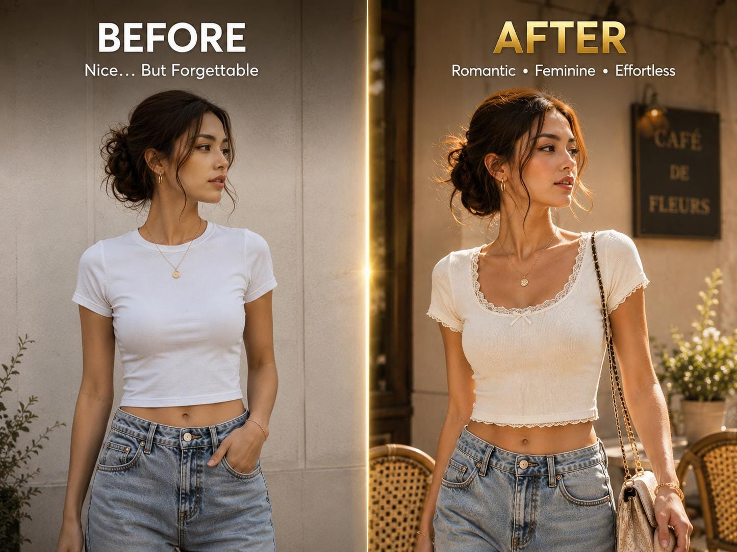 Vintage Lace Trim Baby Tee | Knitted Crop Top, Y2K Summer Shirt