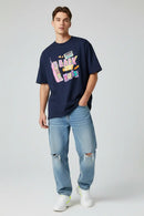Modelo masculino camiseta azul marinho Back to the 90s
