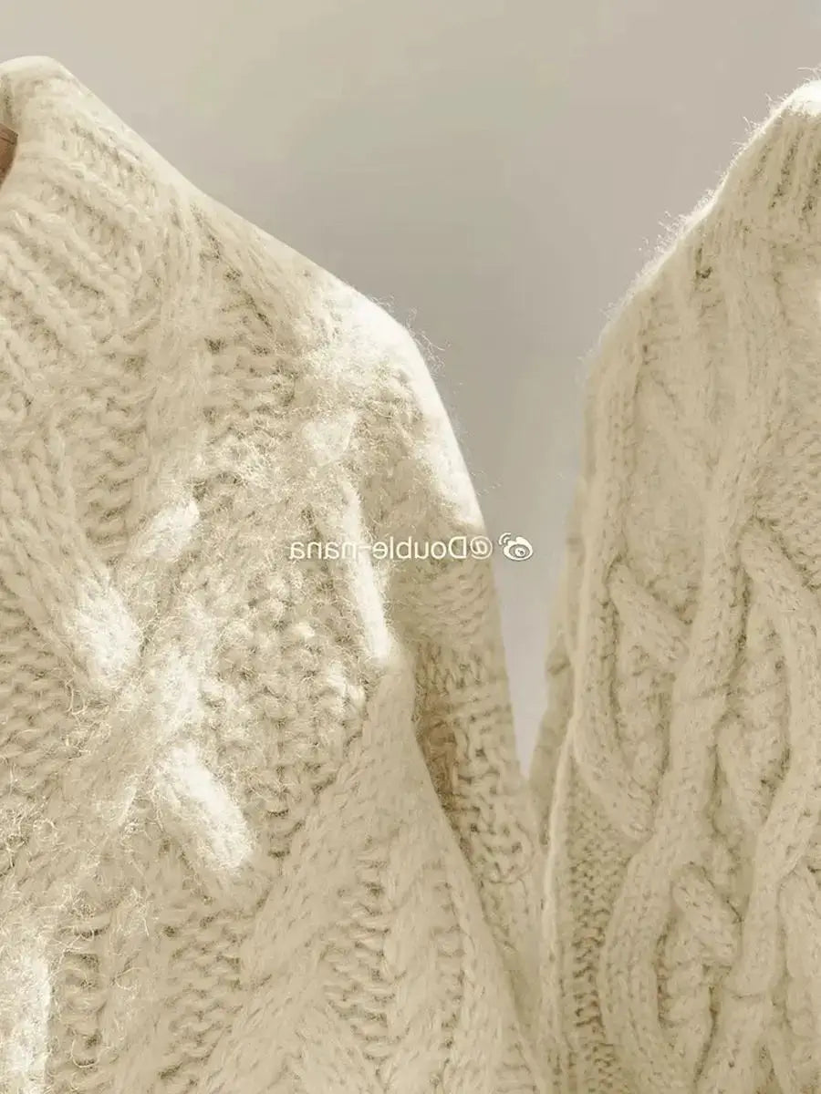Thick Knit Sweater – Women's Casual O-Neck Long Sleeve Pullover JuChachaShop