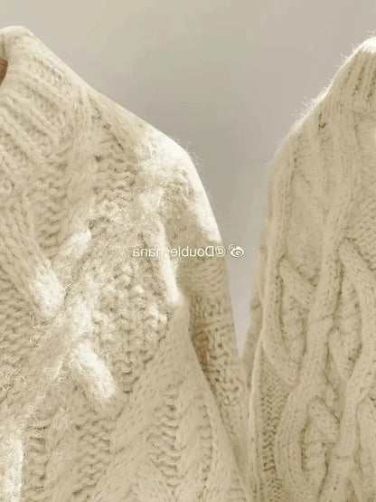 Thick Knit Sweater – Women's Casual O-Neck Long Sleeve Pullover JuChachaShop