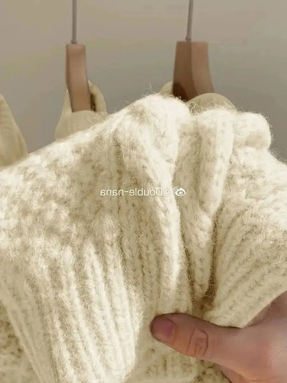 Thick Knit Sweater – Women's Casual O-Neck Long Sleeve Pullover JuChachaShop