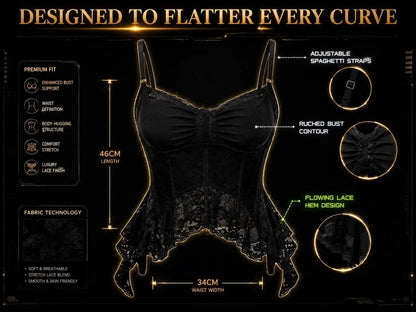Lace Corset Cami Top: Korean Fashion Ruched Peplum Camisole JuChachaShop