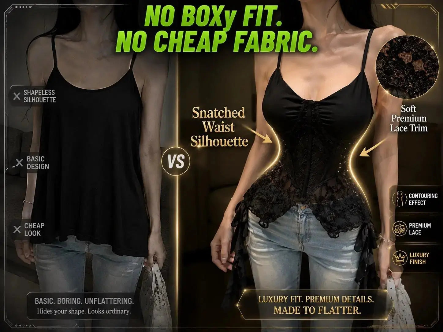 Lace Corset Cami Top: Korean Fashion Ruched Peplum Camisole JuChachaShop