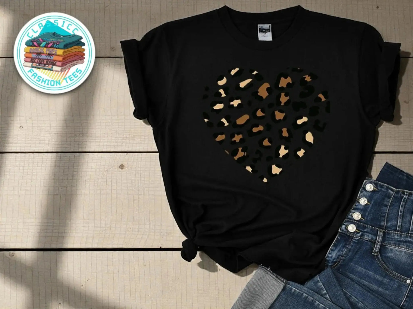 Leopard Heart Graphic Tee | Women's Valentine's Day Shirt, Soft Casual Top JuChachaShop