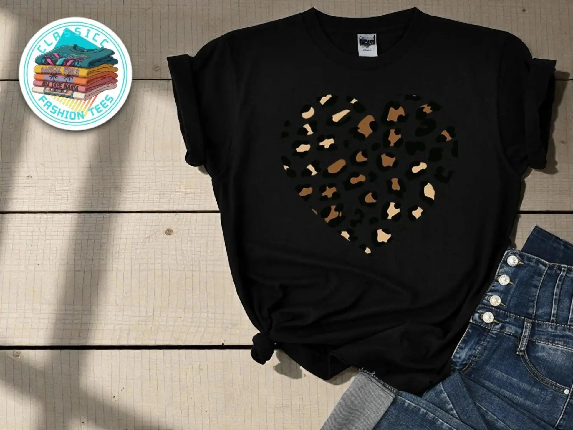 Leopard Heart Graphic Tee | Women's Valentine's Day Shirt, Soft Casual Top JuChachaShop