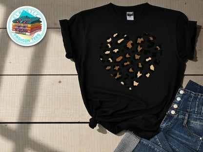 Leopard Heart Graphic Tee | Women's Valentine's Day Shirt, Soft Casual Top JuChachaShop