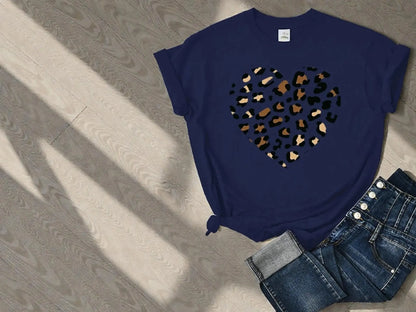 Leopard Heart Graphic Tee | Women's Valentine's Day Shirt, Soft Casual Top JuChachaShop