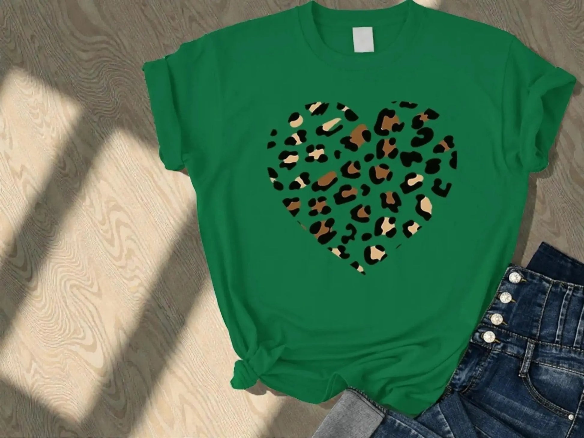 Leopard Heart Graphic Tee | Women's Valentine's Day Shirt, Soft Casual Top JuChachaShop