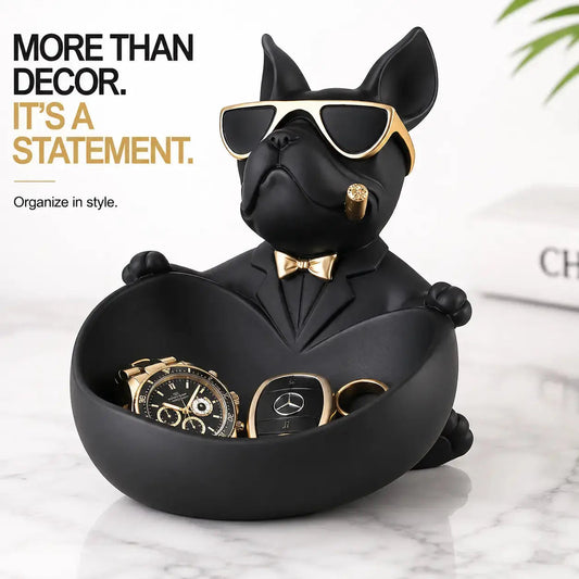 Luxury French Bulldog Storage Bowl Decor | Modern Resin Dog Statue Organizer Tray JuChachaShop