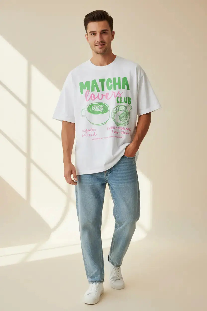 Matcha Graphic Tee | Oversized Cotton Casual Shirt for Matcha Lovers JuChachaShop