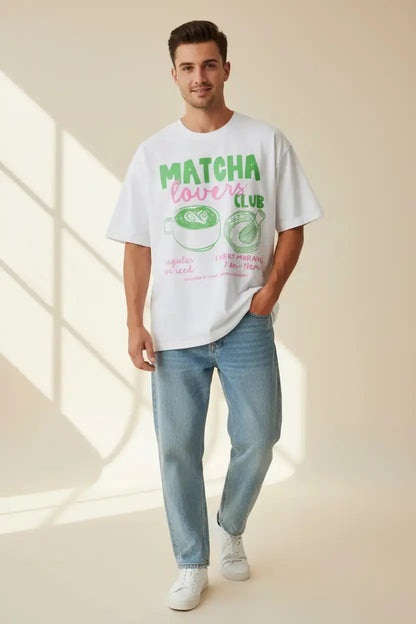 Matcha Graphic Tee | Oversized Cotton Casual Shirt for Matcha Lovers JuChachaShop