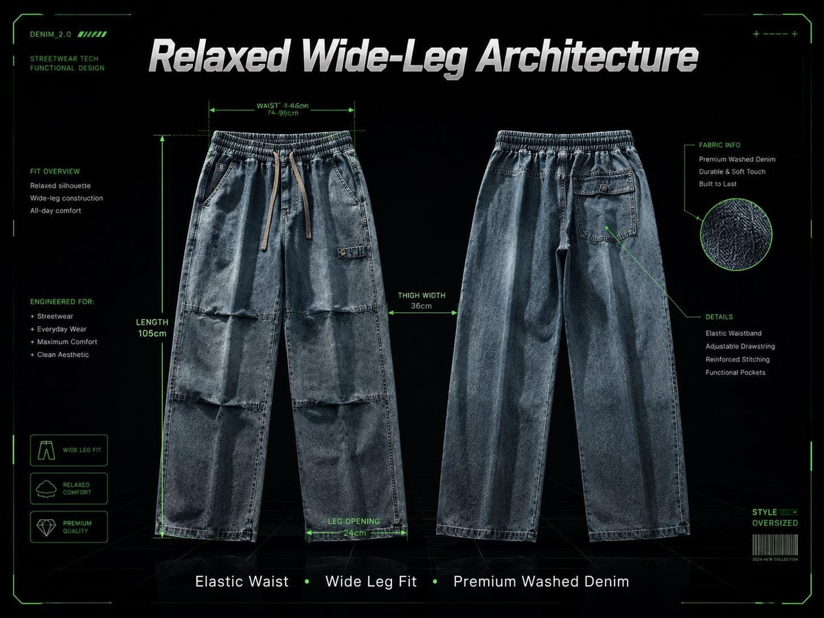 Men's Baggy Wide-Leg Cargo Jeans | Streetwear Denim Pants
