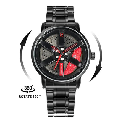 Men’s Luxury Car Wheel Watch – Stainless Steel Quartz Potaha