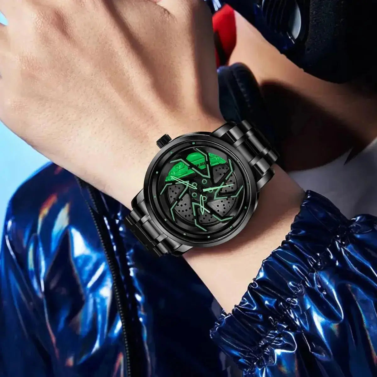 Men’s Luxury Car Wheel Watch – Stainless Steel Quartz Potaha