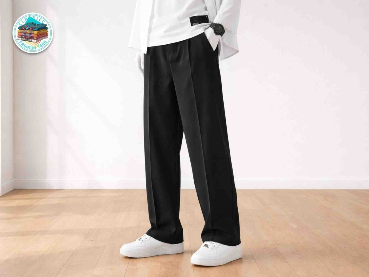 Men's Relaxed Straight Fit Casual Pants | Elastic Waist, Breathable Fabric