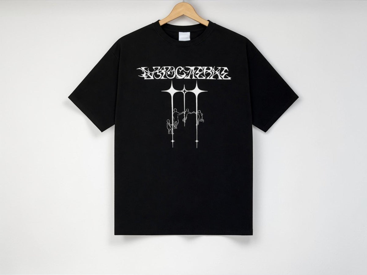 Oversized Gothic Line Art T Shirt | Streetwear, Grunge Tee