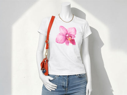 Pink Flower Graphic Crop Tee | Women's Short Sleeve Street Style Shirt