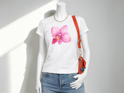Pink Flower Graphic Crop Tee | Women's Short Sleeve Street Style Shirt