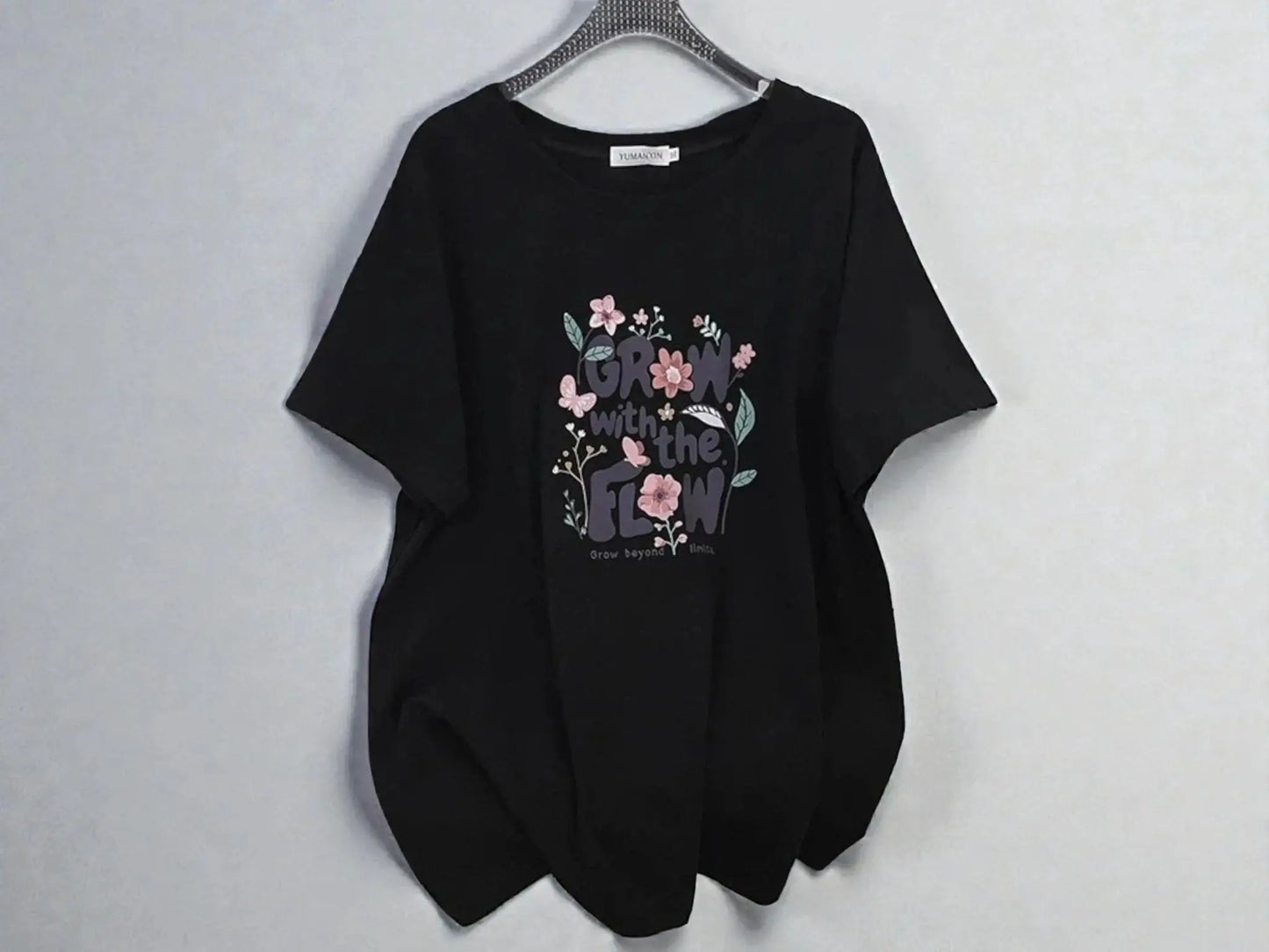 Plus Size Short Sleeve Top | Women's Floral Graphic Tee, Loose Fit Casual JuChachaShop